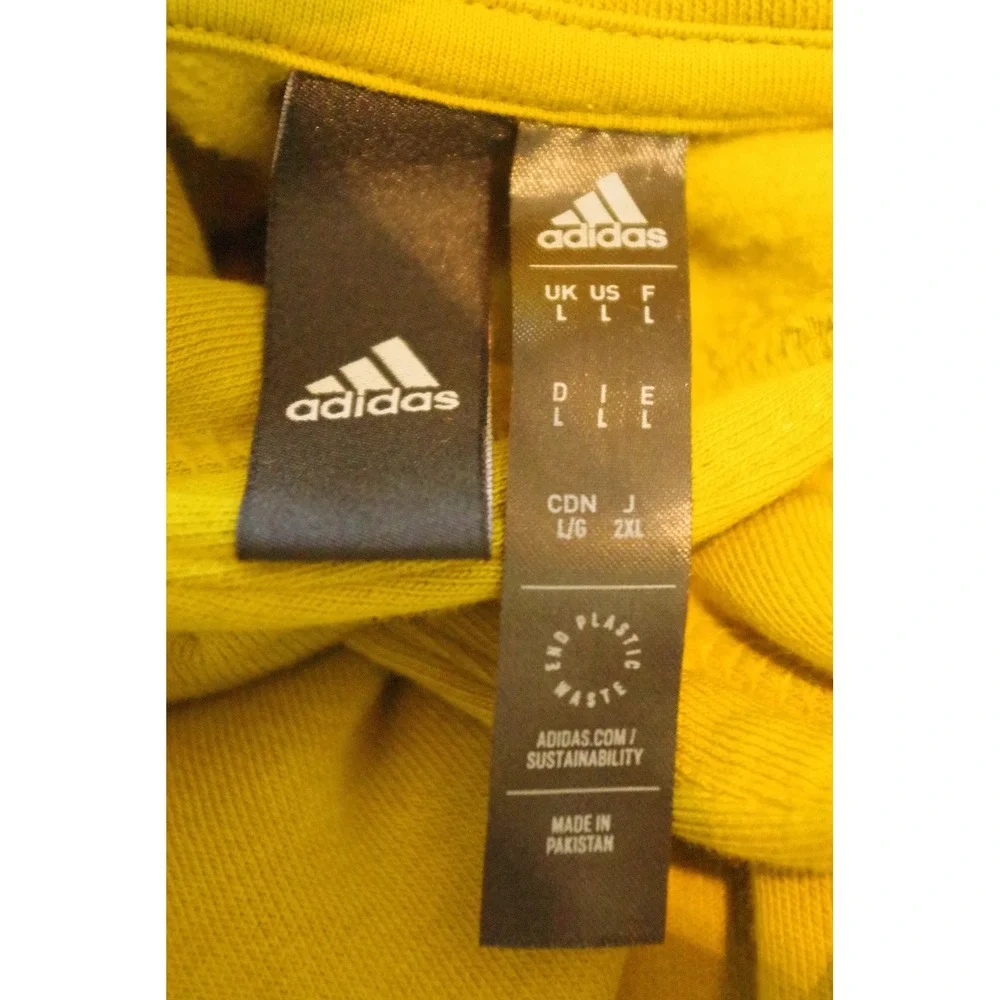 Adidas Men's Large Pullover Hoodie Lime Green Chartreuse Logo Sweatshirt